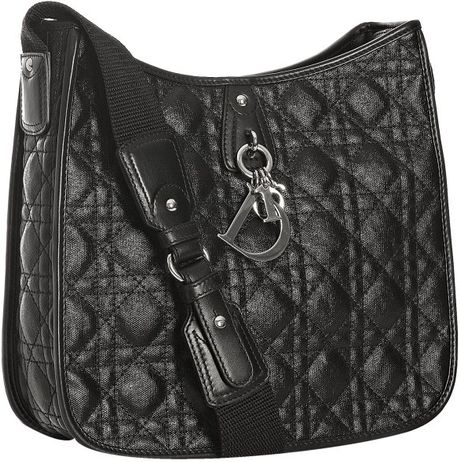 Dior Black Cannage Quilted Coated Canvas Crossbody Bag in Black | Lyst