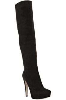 Miu Miu Black Suede Platform Tall Boots - Lyst