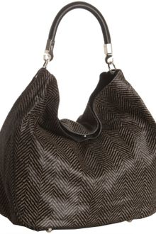Yves Saint Laurent Grey Herringbone Cow Hair Roady Hobo - Lyst