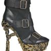 Alexander Mcqueen Floralengraved Leather Boots in Black - Lyst