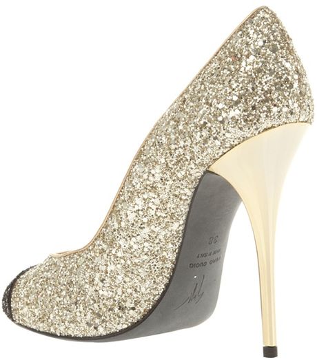 gold glitter court heels
