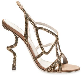 Sergio Rossi Crystal Spiral Heel Sandals - Lyst