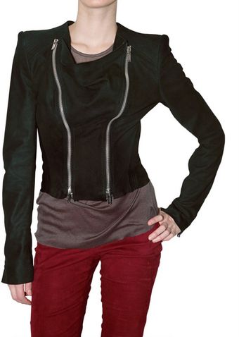  Suede Double Zip Leather Jacket 