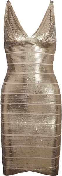 Hervé Léger Sequined Bandage Dress - Lyst