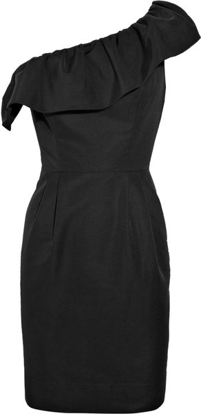Rebecca Taylor Asymmetric Silk-blend Ruffle Dress - Lyst