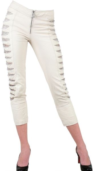 Sonia Villa Slit Leg Leather Trousers - Lyst