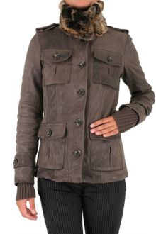 Gold Bunny Murmaski Collar Leather Jacket - Lyst