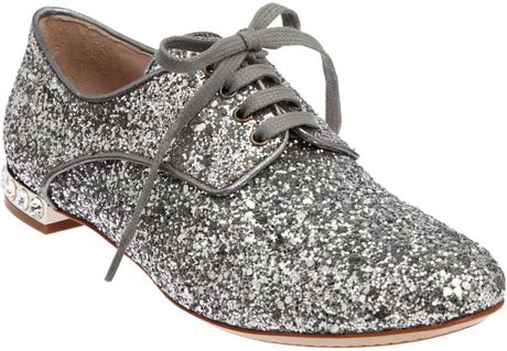 miu miu silver glitter shoes