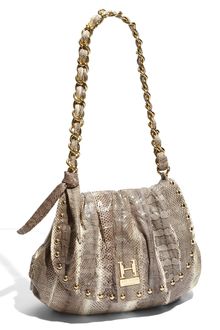 Halston Heritage Maria Studded Flap Snakeskin Shoulder Bag - Lyst