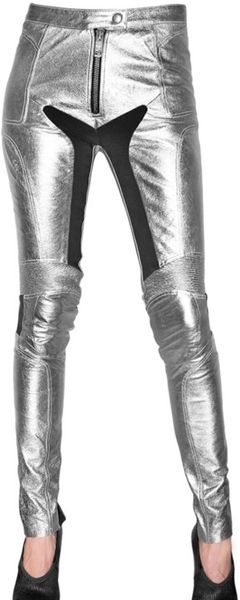 Burberry Prorsum Metallic Leather and Lycra Trousers - Lyst