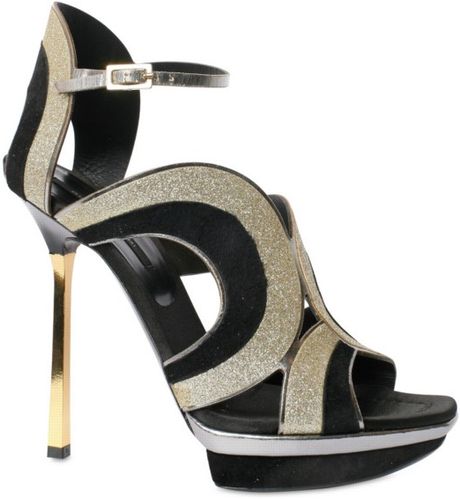 Diego Dolcini 130mm Suede Glittered Nappa Sandals in Black - Lyst