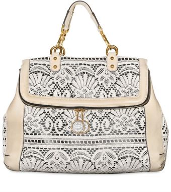 Dolce & Gabbana Lace and Leather New Miss Sicily Top Han - Lyst