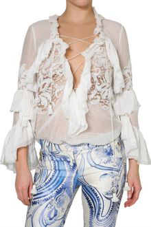 Emilio Pucci Embroidered Voile Ruffle Shirt - Lyst