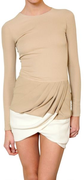 Giambattista Valli Two Tone Long Sleeved Crepe Dress - Lyst