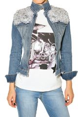 Philipp Plein Crystal Shoulder Denim Jacket
