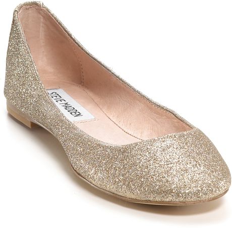 Steve Madden Kinnetic Glitter Ballet Flats in Gold (Gold Fabric ...