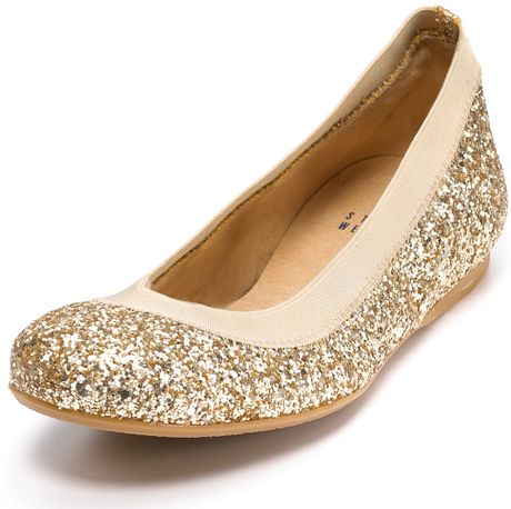 gold sparkly ballet flats