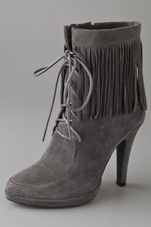 Jeffrey Campbell Fringe Lace Up Suede Booties - Lyst