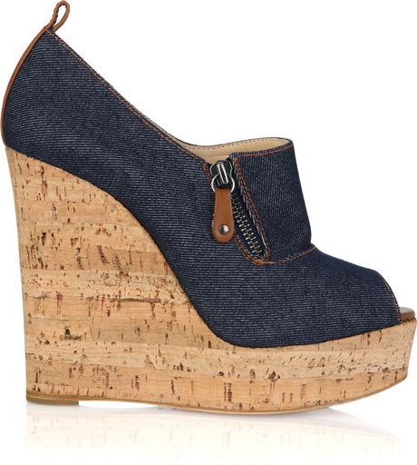 louboutin denim wedge