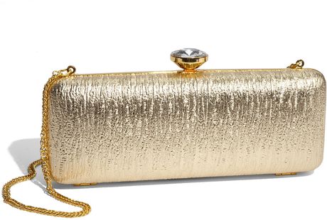Tasha Textured Metal Clutch in Gold - Lyst