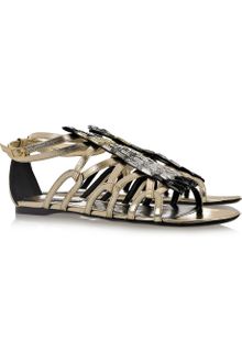 Roberto Cavalli Embellished Nappa Leather Sandals - Lyst