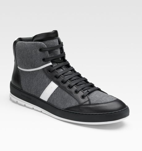 Dior Homme Jersey & Leather Hightop Sneakers in Gray for Men (grey) - Lyst