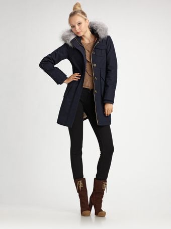 Marc By Marc Jacobs Parker Fur-trim Twill Coat - Lyst