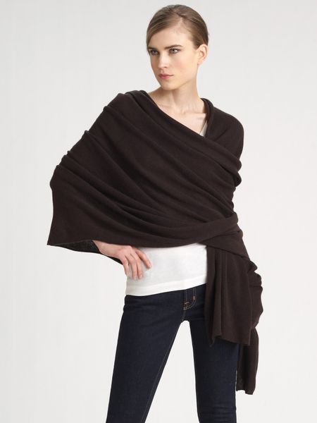 White Warren Cashmere Travel Wrap In Gray Bitterchocolate Lyst