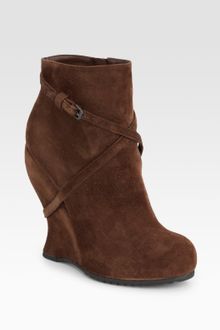 Bottega Veneta Suede Wedge Ankle Boots - Lyst