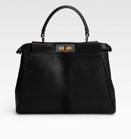 Fendi Regular Peekaboo Top Handle Bag in Black - Lyst