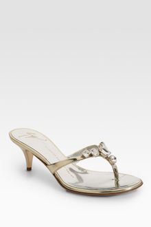 Giuseppe Zanotti Jeweled Mirrored Leather Sandals - Lyst