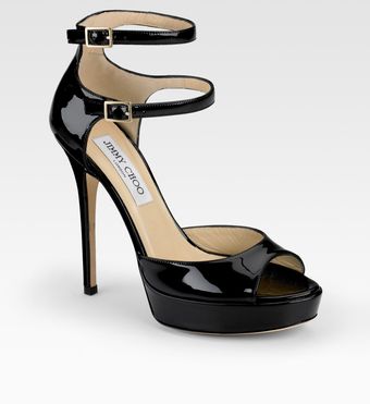 Jimmy Choo Caitlin Patent Leather Sandals - Lyst