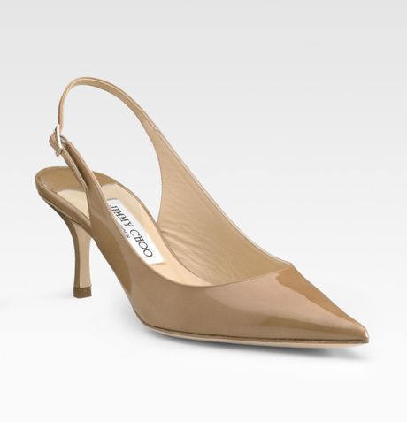 nude patent leather slingbacks