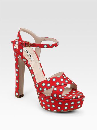 Miu Miu Sandali Polka Dot Cotton Sandals - Lyst