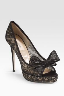 Valentino Peep-toe Lace Pumps - Lyst