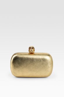 Alexander McQueen Metallic Leather Skull Box Clutch - Lyst