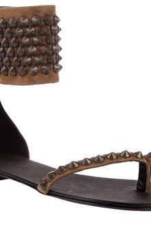 Giuseppe Zanotti x Balmain Studded Suede Flat Sandals - Lyst