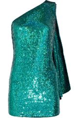 Ashish Sequined Silk One-shoulder Dress