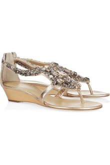 Giuseppe Zanotti Crystal-embellished Leather Wedge Sandals - Lyst