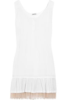Miu Miu Tulle-trimmed Cotton-jersey Dress - Lyst