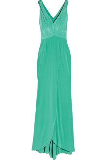 Zac Posen Stretch-silk Wrap-effect Gown - Lyst