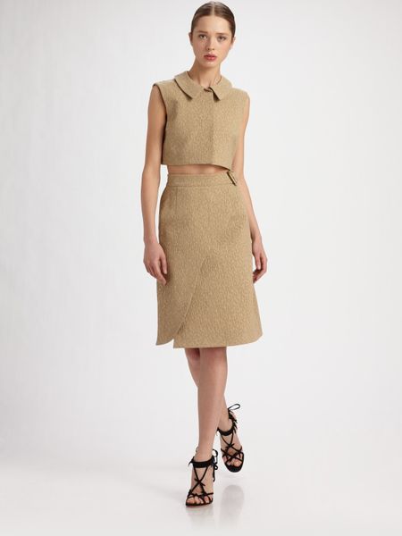 Yves Saint Laurent Cotton/wool Cropped Top in Beige - Lyst