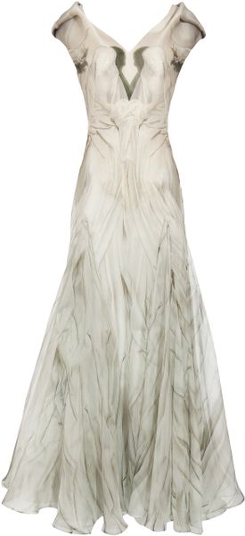 Alexander Mcqueen Gown with Angel Print in White - Lyst