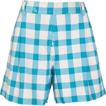  Sequin Gingham Mini-shorts 