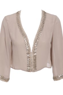 Oscar de la Renta Chiffon Cardigan with Beaded Detail - Lyst