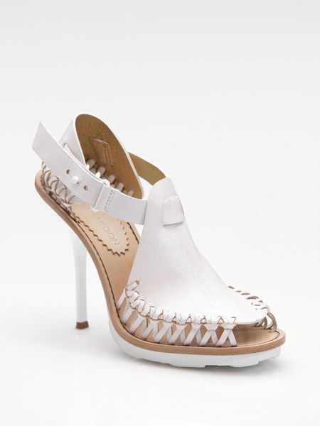 Thakoon Woven Leather High Heel Sandals in White | Lyst