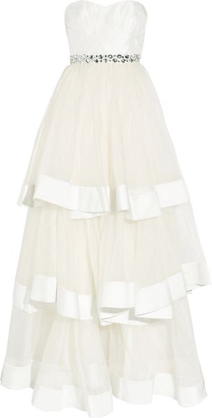 Rachel Gilbert Ava Tiered Silk-organza and Silk-satin Gown - Lyst