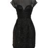 Oscar De La Renta Cap Sleeved Textured Dress in Black - Lyst