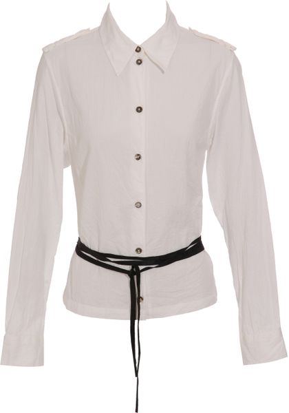 Ann Demeulemeester Blanche Fine Striped Shirt in White