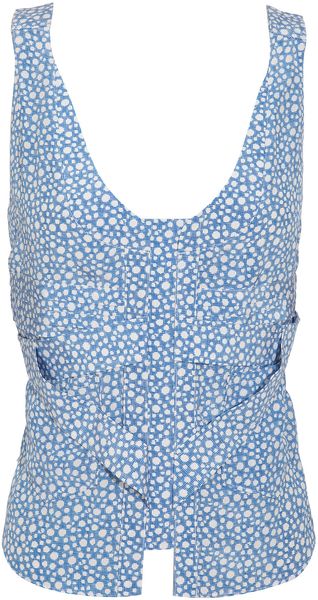 Micro Gingham-print Silk Top 